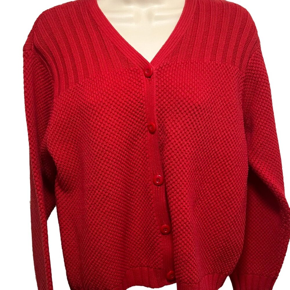 EUC Liz Claiborne Sport Red Cardigan Size:  Medium Petite